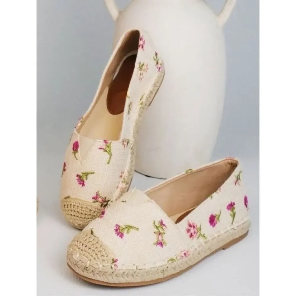Top Moda Chaya Woven Pink Floral Slip On Espadrilles‎ Shoes SZ 7.5 NWOT